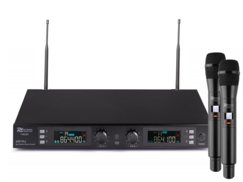 Power Dynamics PD632H -- 2 Microfono inalambrico  20 canales UHF digital con 2 micros de mano